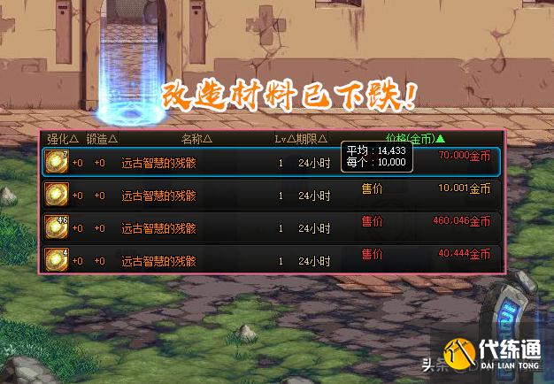 DNF:夏季发布会影响!拍卖行四大道具波动,换装武器跌了1倍