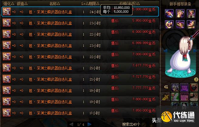 DNF:夏季发布会影响!拍卖行四大道具波动,换装武器跌了1倍